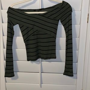 Green and black striped top